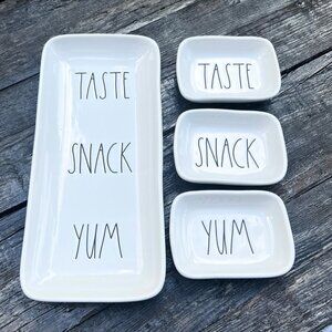 Rae Dunn Snack Serving Plates Set YUM Taste